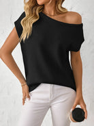 Mandy Boat Neck Short Sleeve Knit Top-Tops-Krush Kandy, Women's Online Fashion Boutique Located in Phoenix, Arizona (Scottsdale Area)