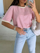 Striped Casual Tee-Tops-Krush Kandy, Women's Online Fashion Boutique Located in Phoenix, Arizona (Scottsdale Area)