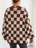 Checkered Open Front Long Sleeve Cardigan-Cardigans-Krush Kandy, Women's Online Fashion Boutique Located in Phoenix, Arizona (Scottsdale Area)