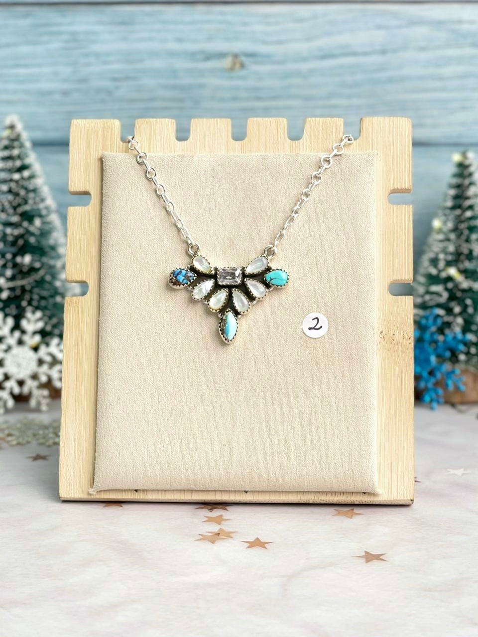 Winter Frost Golden Hills Flakes Cluster Necklace-Necklaces-Krush Kandy, Women&#39;s Online Fashion Boutique Located in Phoenix, Arizona (Scottsdale Area)