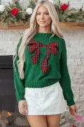 Plaid Bow Holiday Sweater \ KKB EXCLUSIVE XS-3X-Sweater-Krush Kandy, Women's Online Fashion Boutique Located in Phoenix, Arizona (Scottsdale Area)