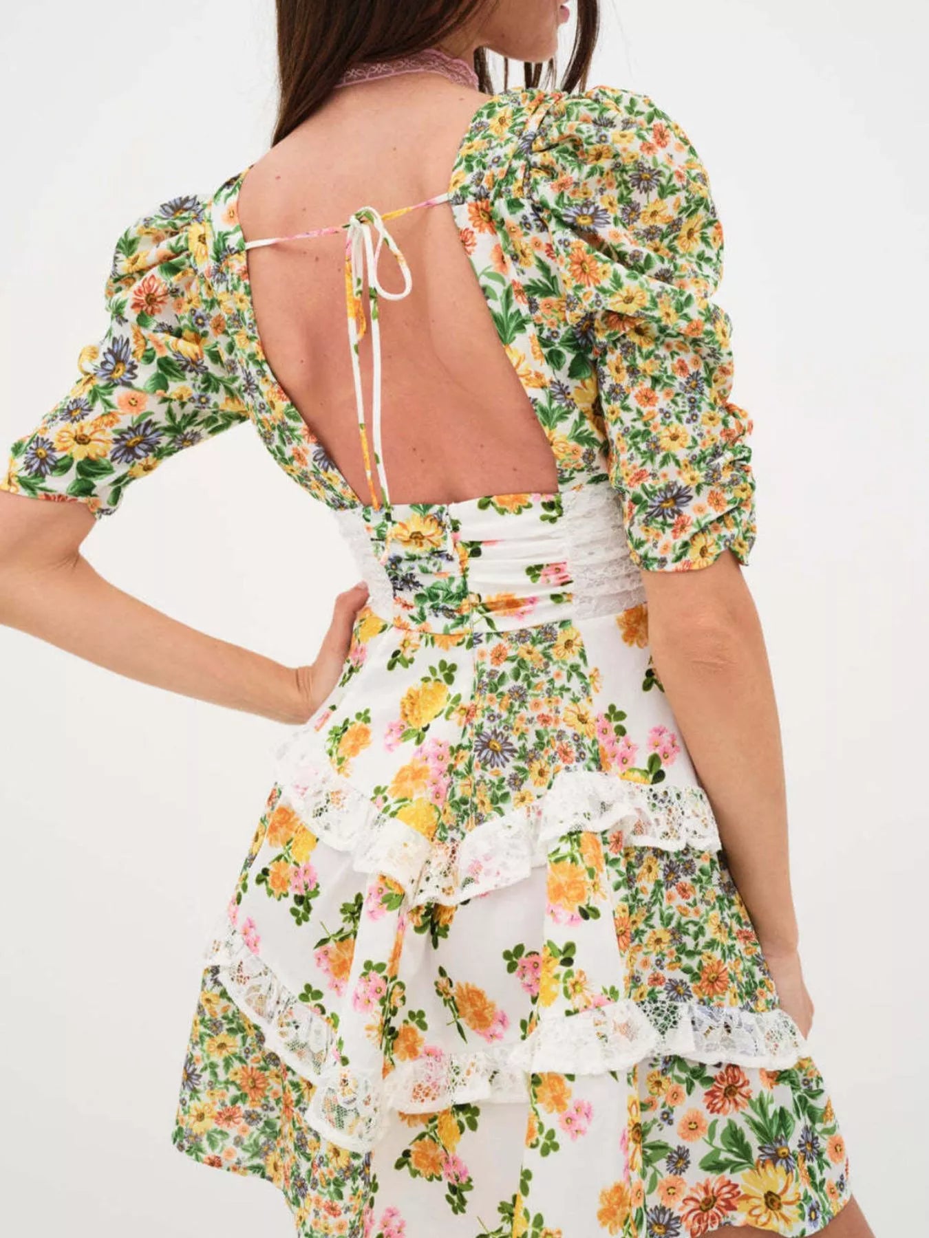 Ruffled Floral Print Half Sleeve Dress-Dresses-Krush Kandy, Women's Online Fashion Boutique Located in Phoenix, Arizona (Scottsdale Area)