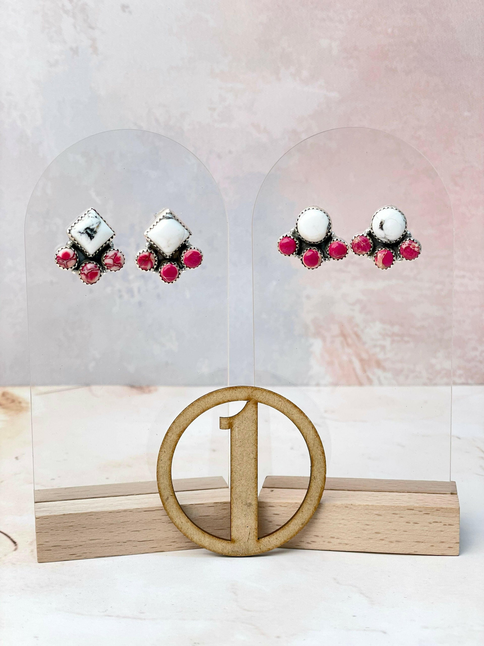 White Buffalo and Jasper Studs-Earrings-Krush Kandy, Women's Online Fashion Boutique Located in Phoenix, Arizona (Scottsdale Area)