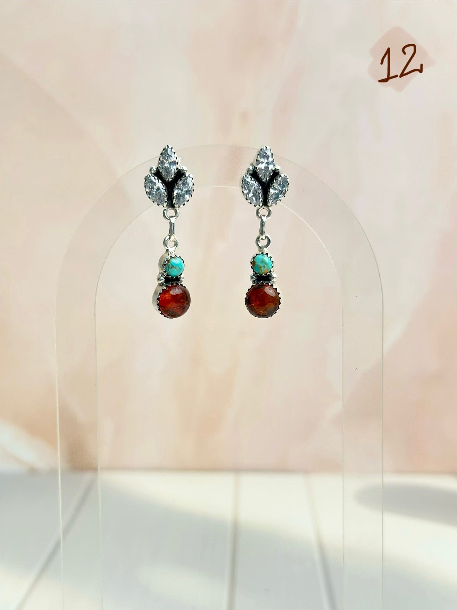 Amber, Turquoise & Crystals Mixed Earrings-Earrings-Krush Kandy, Women's Online Fashion Boutique Located in Phoenix, Arizona (Scottsdale Area)