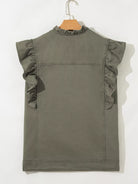 Ruffled Patchwork Denim Jacket Vest-Krush Kandy, Women's Online Fashion Boutique Located in Phoenix, Arizona (Scottsdale Area)