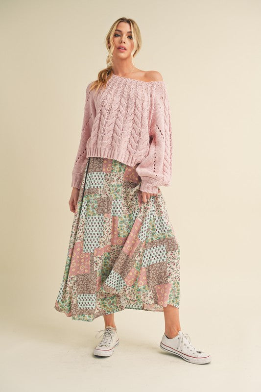 Boho Patchwork Maxi Skirt-Skirts-Krush Kandy, Women's Online Fashion Boutique Located in Phoenix, Arizona (Scottsdale Area)