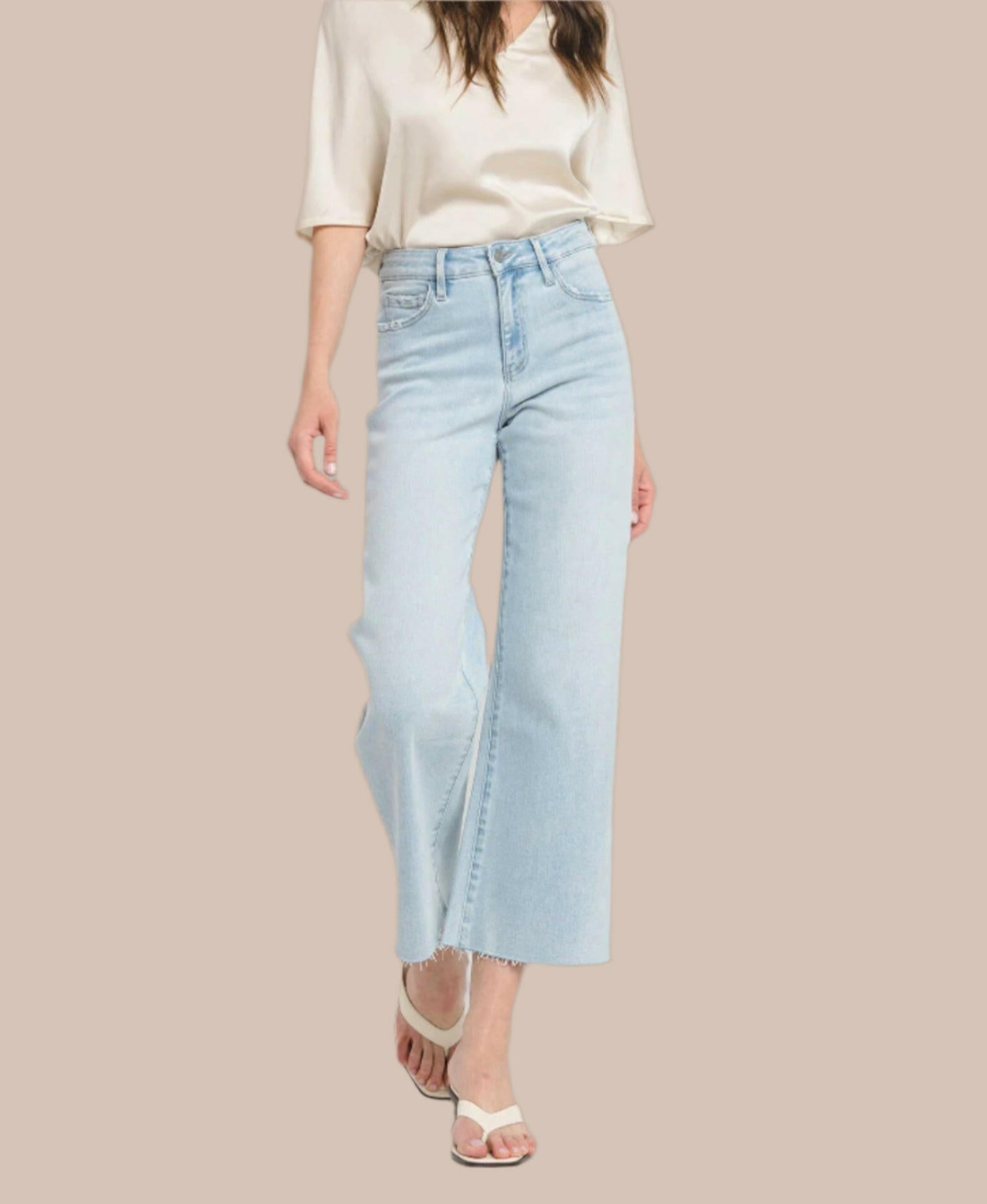 VERVET Sun-Kissed Crop High Rise Wide Leg Jeans-Denim-Krush Kandy, Women's Online Fashion Boutique Located in Phoenix, Arizona (Scottsdale Area)