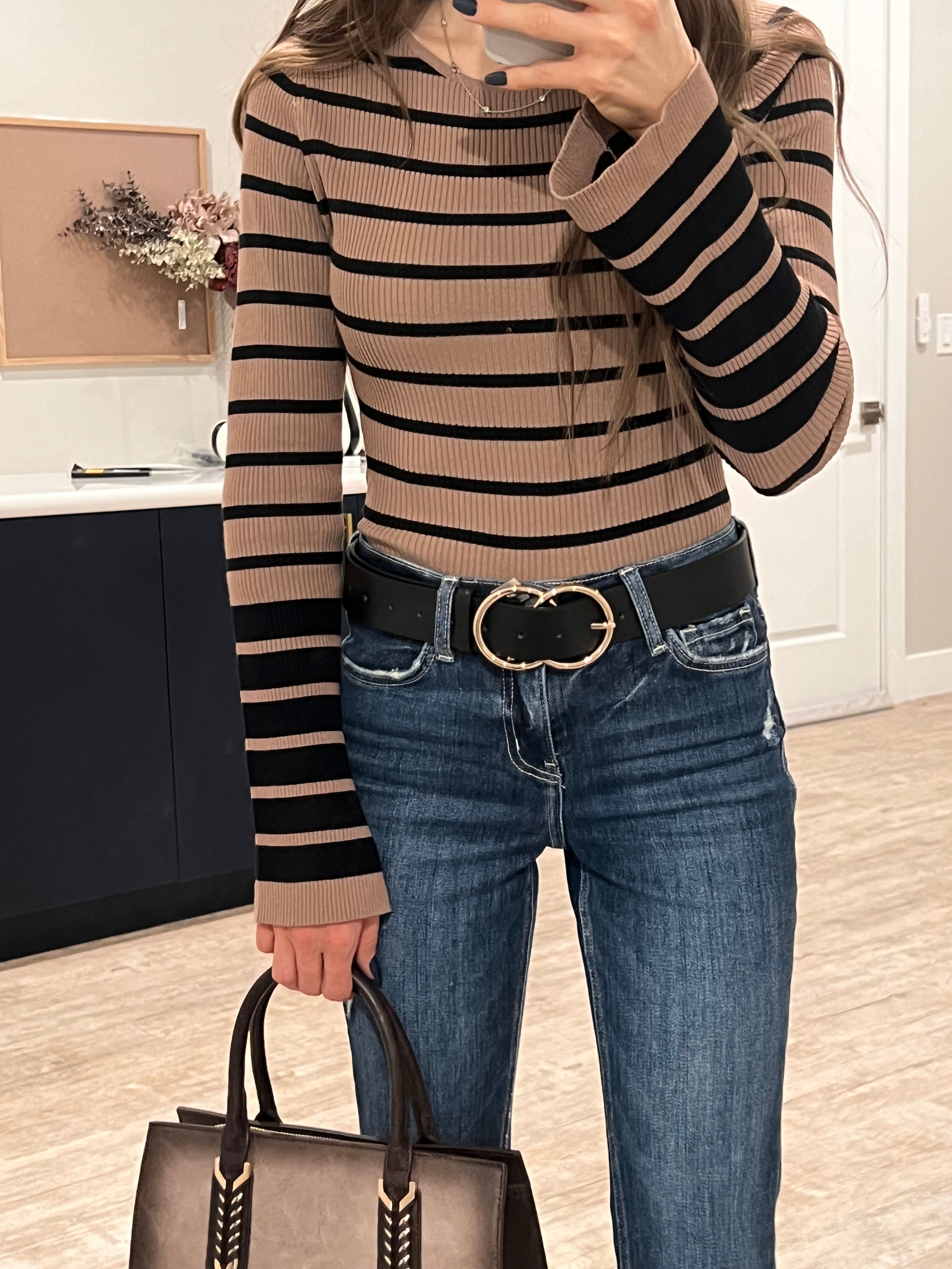 Stripe Long Sleeve Sweater Top-Long Sleeve Tops-Krush Kandy, Women's Online Fashion Boutique Located in Phoenix, Arizona (Scottsdale Area)