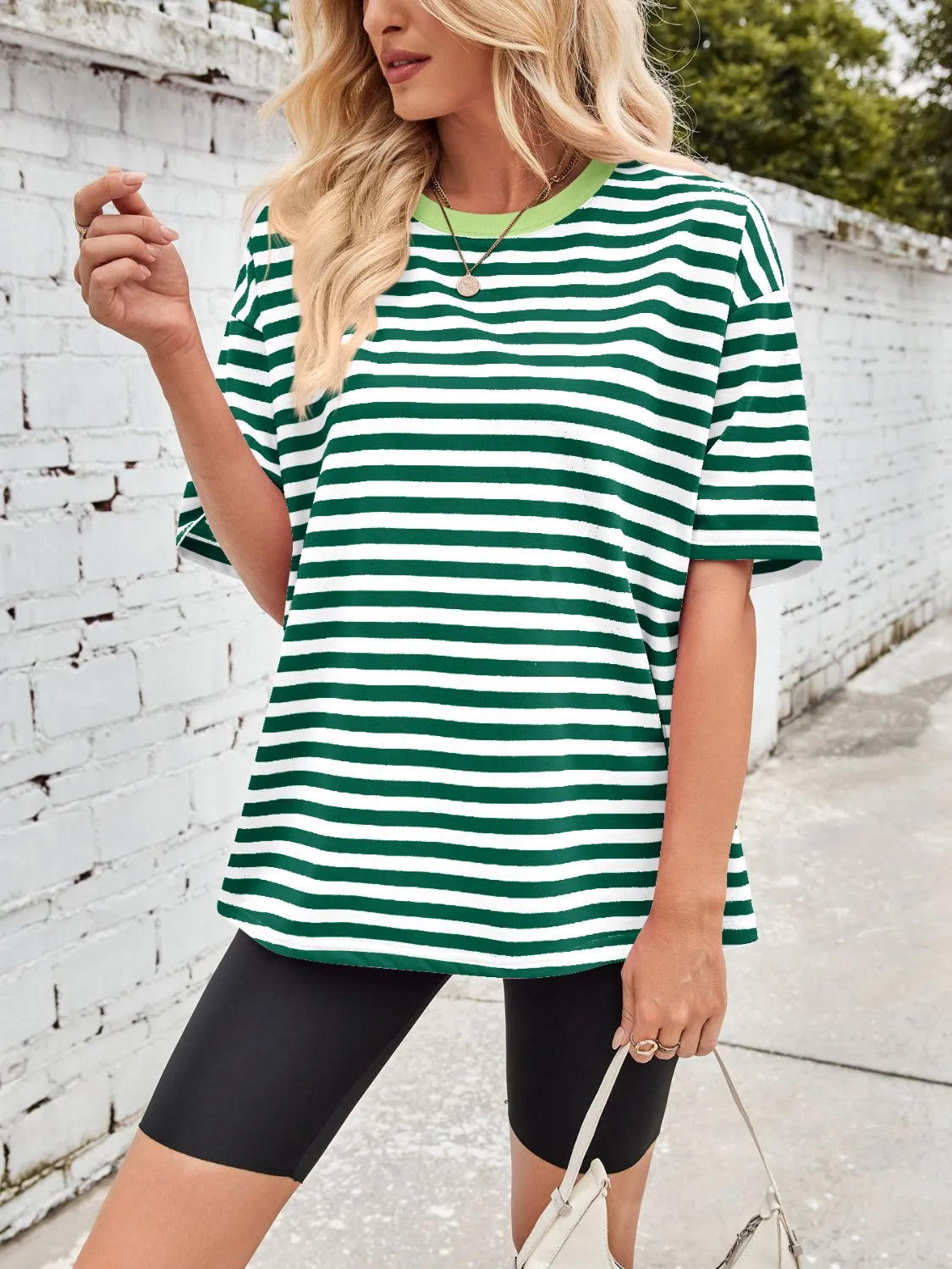 Neon Pop Stripe Oversized Tee-Tops-Krush Kandy, Women's Online Fashion Boutique Located in Phoenix, Arizona (Scottsdale Area)