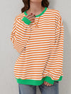 Lovelet Contrast Striped Long Sleeve Sweatshirt-Sweaters-Krush Kandy, Women's Online Fashion Boutique Located in Phoenix, Arizona (Scottsdale Area)