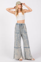 Mineral Washed Terry Wide Leg Pants-Bottoms-Krush Kandy, Women's Online Fashion Boutique Located in Phoenix, Arizona (Scottsdale Area)