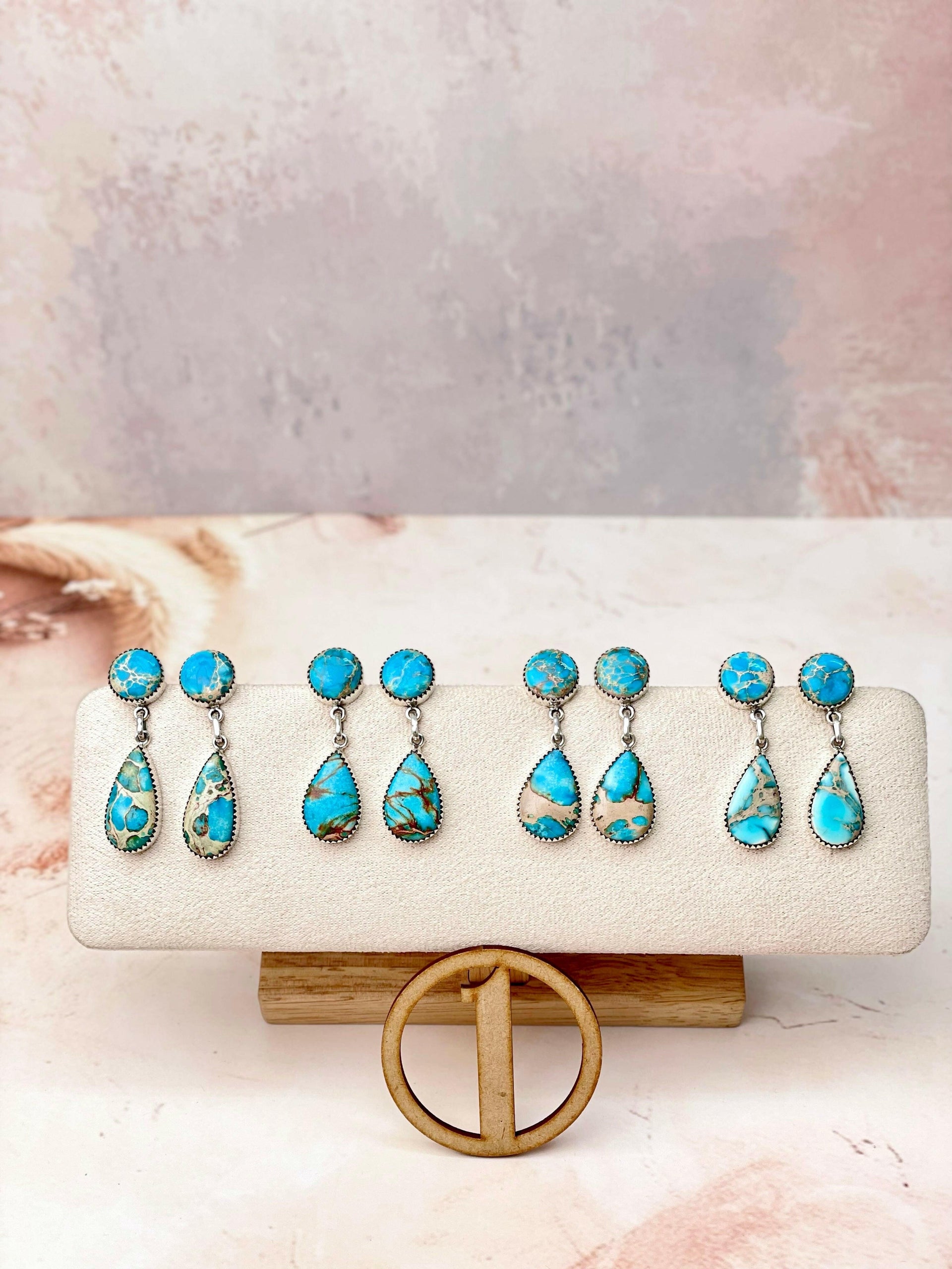 Desert Jasper Blue Slab Earrings-Earrings-Krush Kandy, Women's Online Fashion Boutique Located in Phoenix, Arizona (Scottsdale Area)
