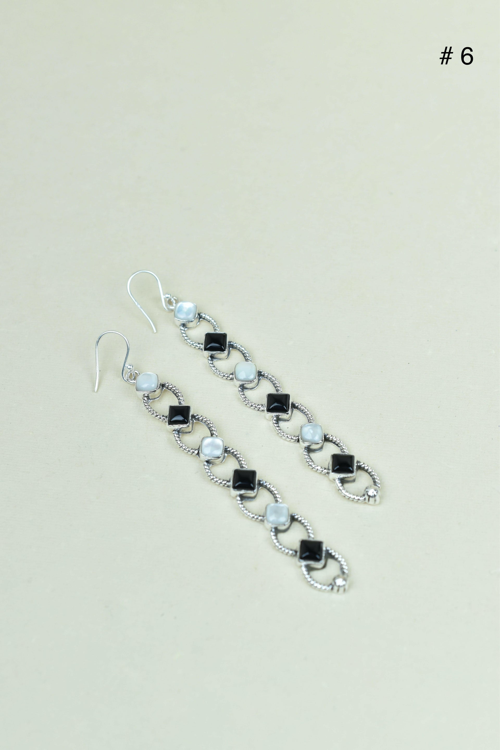 Sterling Silver Six Stone Cascading Earrings-Drop Earrings-Krush Kandy, Women's Online Fashion Boutique Located in Phoenix, Arizona (Scottsdale Area)