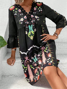 Lace Detail Printed Three-Quarter Sleeve Dress-Dresses-Krush Kandy, Women's Online Fashion Boutique Located in Phoenix, Arizona (Scottsdale Area)