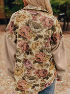Floral Waffle Knit Patchwork Chest Pockets Buttoned Jacket-Jacket-Krush Kandy, Women's Online Fashion Boutique Located in Phoenix, Arizona (Scottsdale Area)