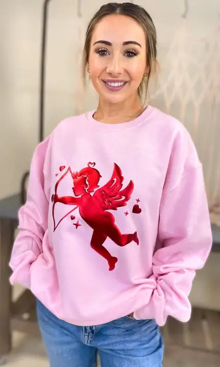 Cupid Valentine Sweatshirt-Graphic Tees-Krush Kandy, Women's Online Fashion Boutique Located in Phoenix, Arizona (Scottsdale Area)
