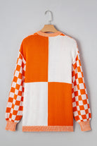 Orange Checkered Knit Cardigan-Cardigans-Krush Kandy, Women's Online Fashion Boutique Located in Phoenix, Arizona (Scottsdale Area)
