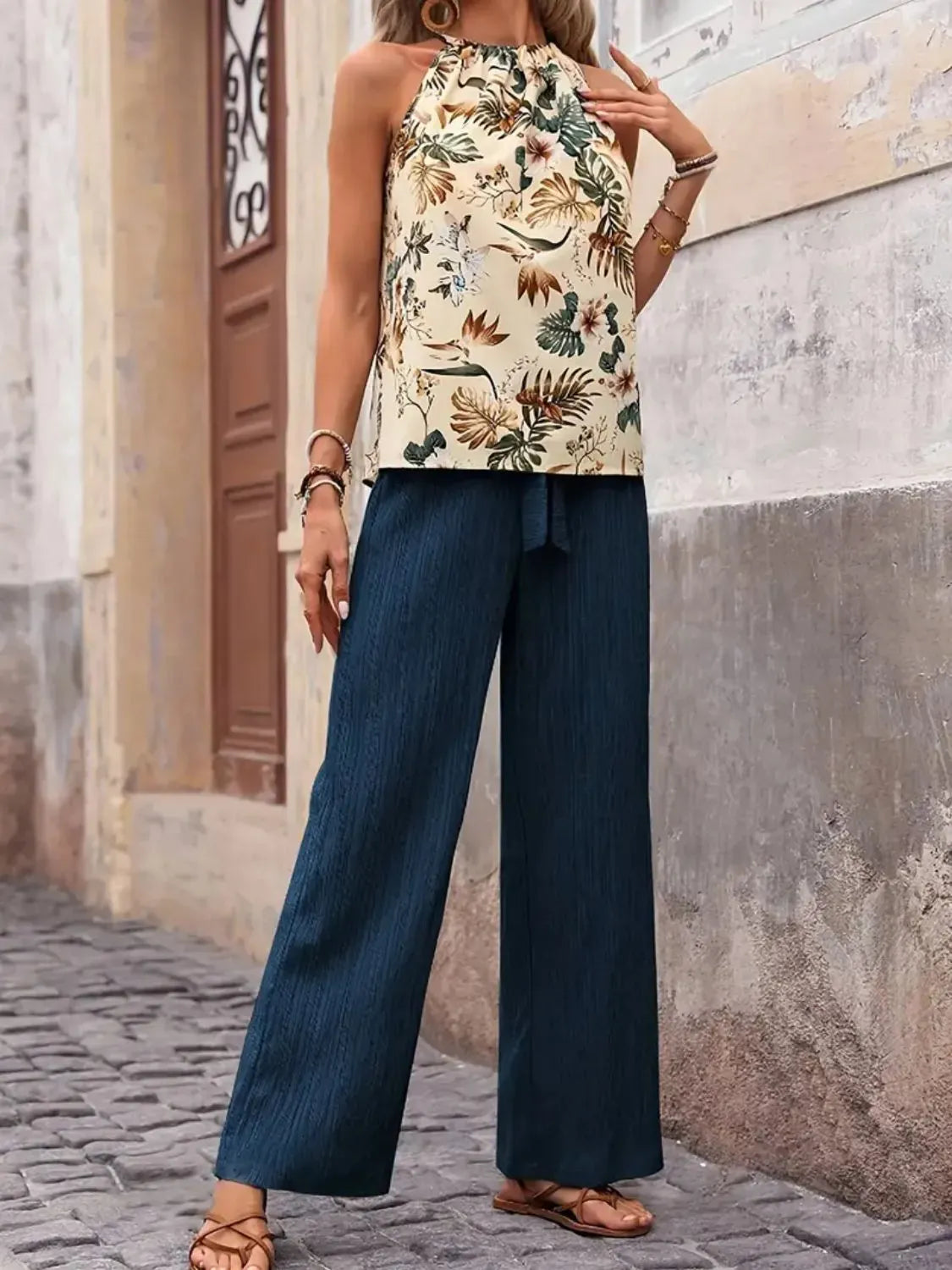 Printed Tank Top and Wide Leg Pants Set-Tops-Krush Kandy, Women's Online Fashion Boutique Located in Phoenix, Arizona (Scottsdale Area)