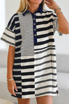 Button Detail Striped Short Sleeve Mini Dress-Krush Kandy, Women's Online Fashion Boutique Located in Phoenix, Arizona (Scottsdale Area)