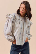 SO ME Floral Cotton Print Ruffled Long Sleeve Blouse-Tops-Krush Kandy, Women's Online Fashion Boutique Located in Phoenix, Arizona (Scottsdale Area)