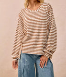BiBi Open Seam Detail Textured Stripe Knit Top-Sweaters-Krush Kandy, Women's Online Fashion Boutique Located in Phoenix, Arizona (Scottsdale Area)