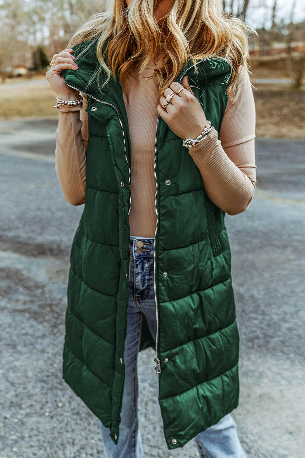 Longline Hooded Sleeveless Puffer Vest-Krush Kandy, Women's Online Fashion Boutique Located in Phoenix, Arizona (Scottsdale Area)