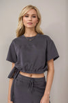 Cinch Me Up Drawstring Crop Tee-Tops-Krush Kandy, Women's Online Fashion Boutique Located in Phoenix, Arizona (Scottsdale Area)