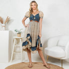 Boho Denim Patchwork Midi Dress-Dresses-Krush Kandy, Women's Online Fashion Boutique Located in Phoenix, Arizona (Scottsdale Area)