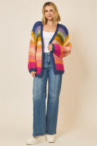 Multi Color Lantern Sleeve Handmade Large Gauge Cardigan-Cardigans-Krush Kandy, Women's Online Fashion Boutique Located in Phoenix, Arizona (Scottsdale Area)