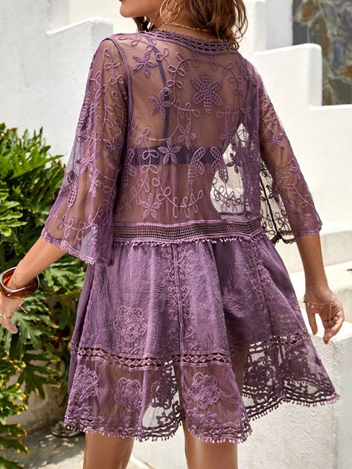 Lace Detail Plunge Cover-Up Dress-Krush Kandy, Women's Online Fashion Boutique Located in Phoenix, Arizona (Scottsdale Area)