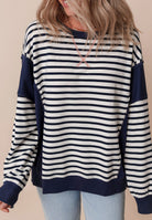 Exposed Seam Striped Long Sleeve Sweatshirt-Krush Kandy, Women's Online Fashion Boutique Located in Phoenix, Arizona (Scottsdale Area)