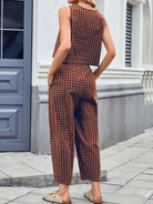 Lovelet Plaid Round Neck Sleeveless Top and Pants Set-2 Piece Outfit Sets-Krush Kandy, Women's Online Fashion Boutique Located in Phoenix, Arizona (Scottsdale Area)