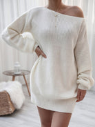 Balloon Sleeve Boat Neck Sweater Mini Dress-Krush Kandy, Women's Online Fashion Boutique Located in Phoenix, Arizona (Scottsdale Area)