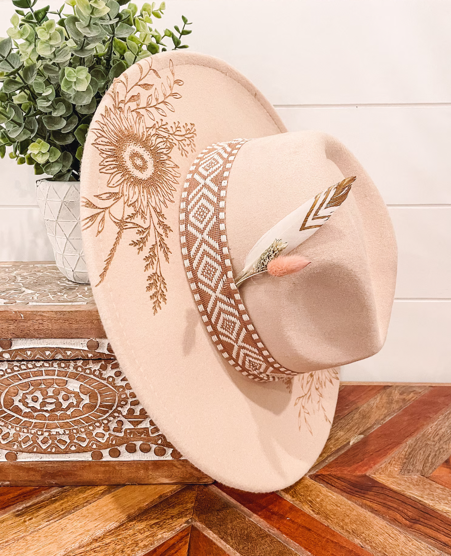 Engraved Floral Hat-Hats-Krush Kandy, Women's Online Fashion Boutique Located in Phoenix, Arizona (Scottsdale Area)