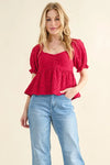 And The Why Lovely Textured and Smocked Top-Tops-Krush Kandy, Women's Online Fashion Boutique Located in Phoenix, Arizona (Scottsdale Area)