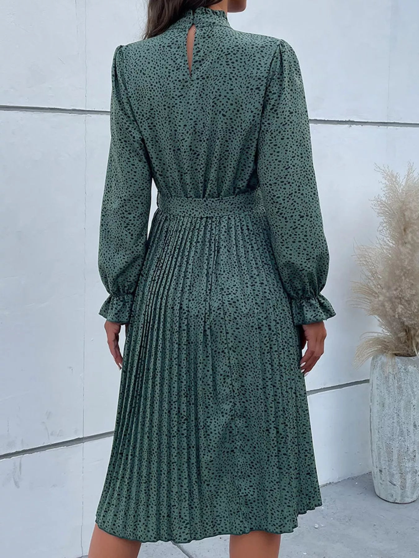 Animal Print Mock Neck Flounce Sleeve Dress-Dresses-Krush Kandy, Women's Online Fashion Boutique Located in Phoenix, Arizona (Scottsdale Area)