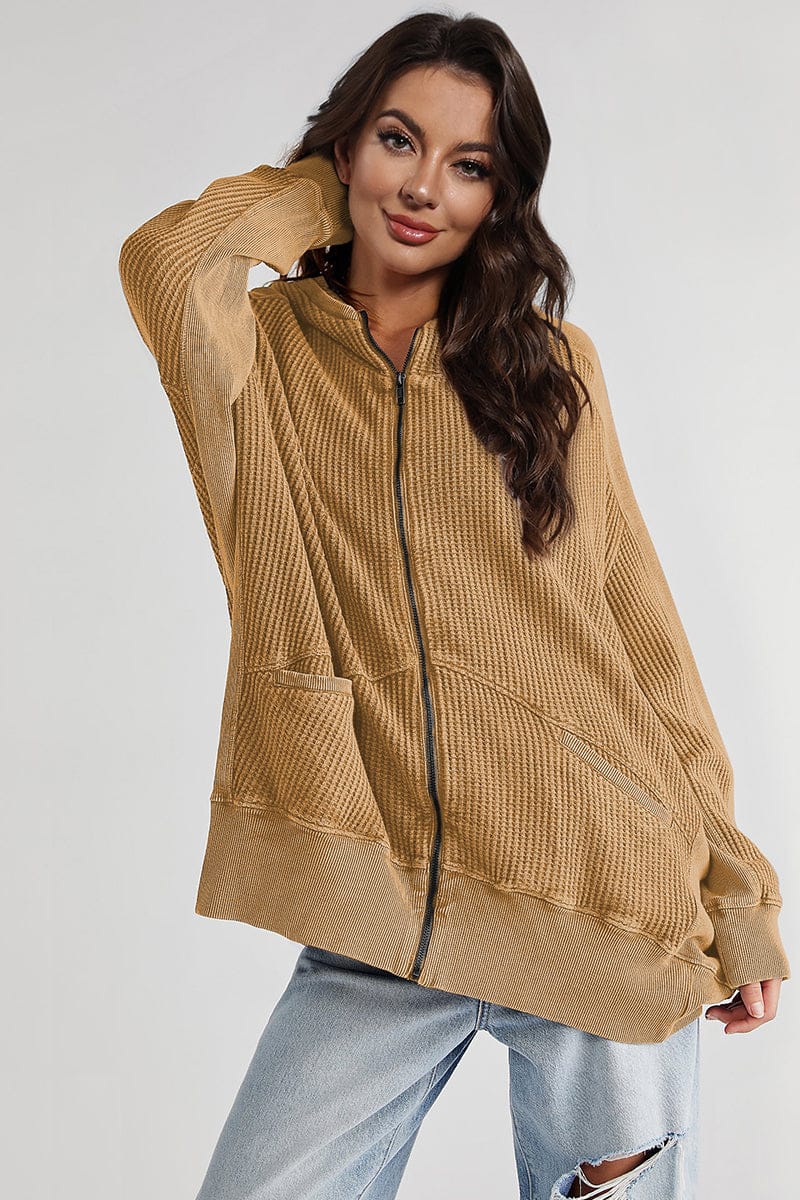 Zip-Up Long Sleeve Jacket-Jackets-Krush Kandy, Women's Online Fashion Boutique Located in Phoenix, Arizona (Scottsdale Area)