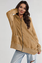 Zip-Up Long Sleeve Jacket-Jackets-Krush Kandy, Women's Online Fashion Boutique Located in Phoenix, Arizona (Scottsdale Area)