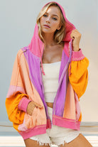 Better Off Color Block Zip Up Hoodie-Jackets-Krush Kandy, Women's Online Fashion Boutique Located in Phoenix, Arizona (Scottsdale Area)