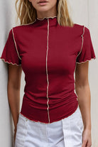 Ruffled Edge Mock Neck Top-Tops-Krush Kandy, Women's Online Fashion Boutique Located in Phoenix, Arizona (Scottsdale Area)