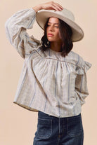SO ME Floral Cotton Print Ruffled Long Sleeve Blouse-Tops-Krush Kandy, Women's Online Fashion Boutique Located in Phoenix, Arizona (Scottsdale Area)