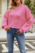 Round Neck Dropped Shoulder Sweater-Krush Kandy, Women's Online Fashion Boutique Located in Phoenix, Arizona (Scottsdale Area)