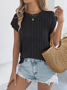 Cable-Knit Round Neck Knit Top-Tops-Krush Kandy, Women's Online Fashion Boutique Located in Phoenix, Arizona (Scottsdale Area)