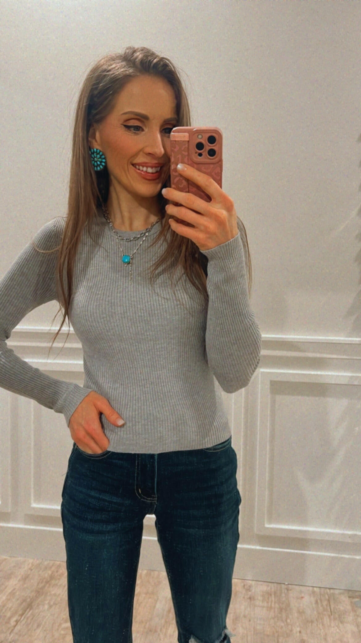 Luxe Ribbed Long Sleeve Crew Sweater-Tops-Krush Kandy, Women's Online Fashion Boutique Located in Phoenix, Arizona (Scottsdale Area)