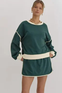 Chic Duo Contrast Pullover Skort Set | 4 Color Options-2 Piece Outfit Sets-Krush Kandy, Women's Online Fashion Boutique Located in Phoenix, Arizona (Scottsdale Area)