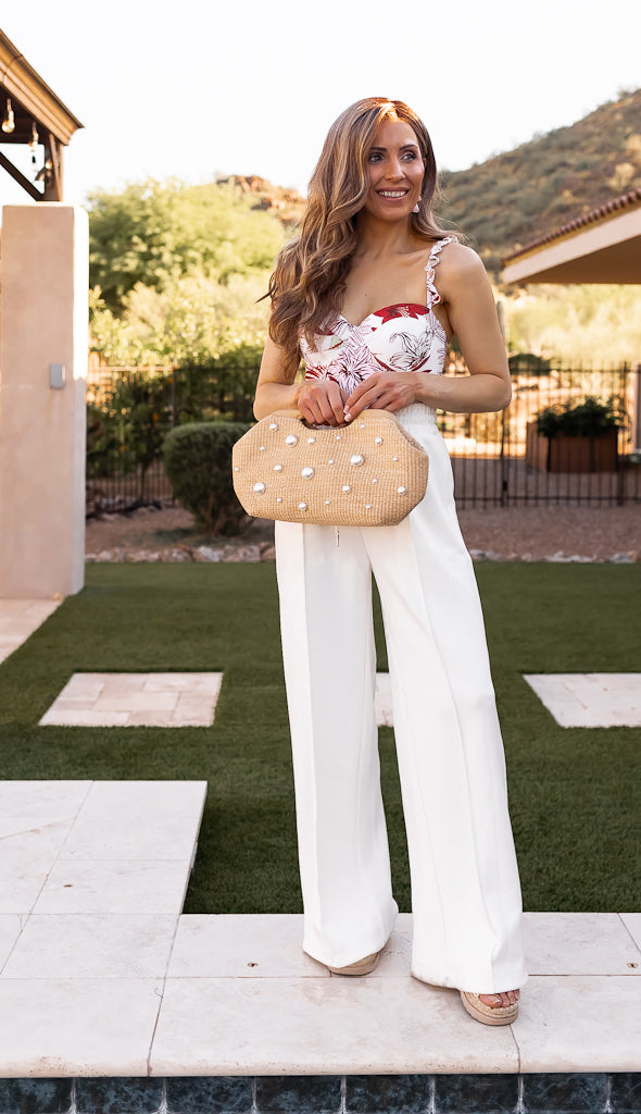 Pearl Detail Straw Clutch-Purses & Bags-Krush Kandy, Women's Online Fashion Boutique Located in Phoenix, Arizona (Scottsdale Area)