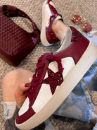 Stardust Glam: Burgundy Glitter Star Sneakers-Sneakers-Krush Kandy, Women's Online Fashion Boutique Located in Phoenix, Arizona (Scottsdale Area)