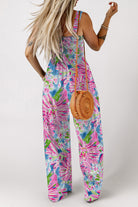 Floral Smocked Square Neck Jumpsuit with Pockets-Jumpsuits & Rompers-Krush Kandy, Women's Online Fashion Boutique Located in Phoenix, Arizona (Scottsdale Area)