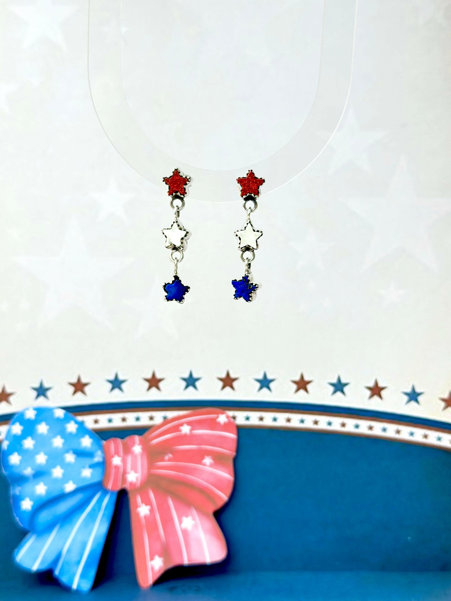 Glimmering Patriot Stars Earrings-Earrings-Krush Kandy, Women's Online Fashion Boutique Located in Phoenix, Arizona (Scottsdale Area)