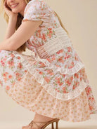 Floral Puff Sleeve Tiered Mini Dress-Dresses-Krush Kandy, Women's Online Fashion Boutique Located in Phoenix, Arizona (Scottsdale Area)